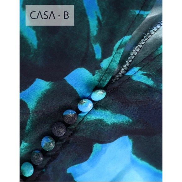 NEW to CASA B!💫| The Lumina Floral Deep V Frill Sleeve Maxi Dress in Azure - Picture 5 of 9